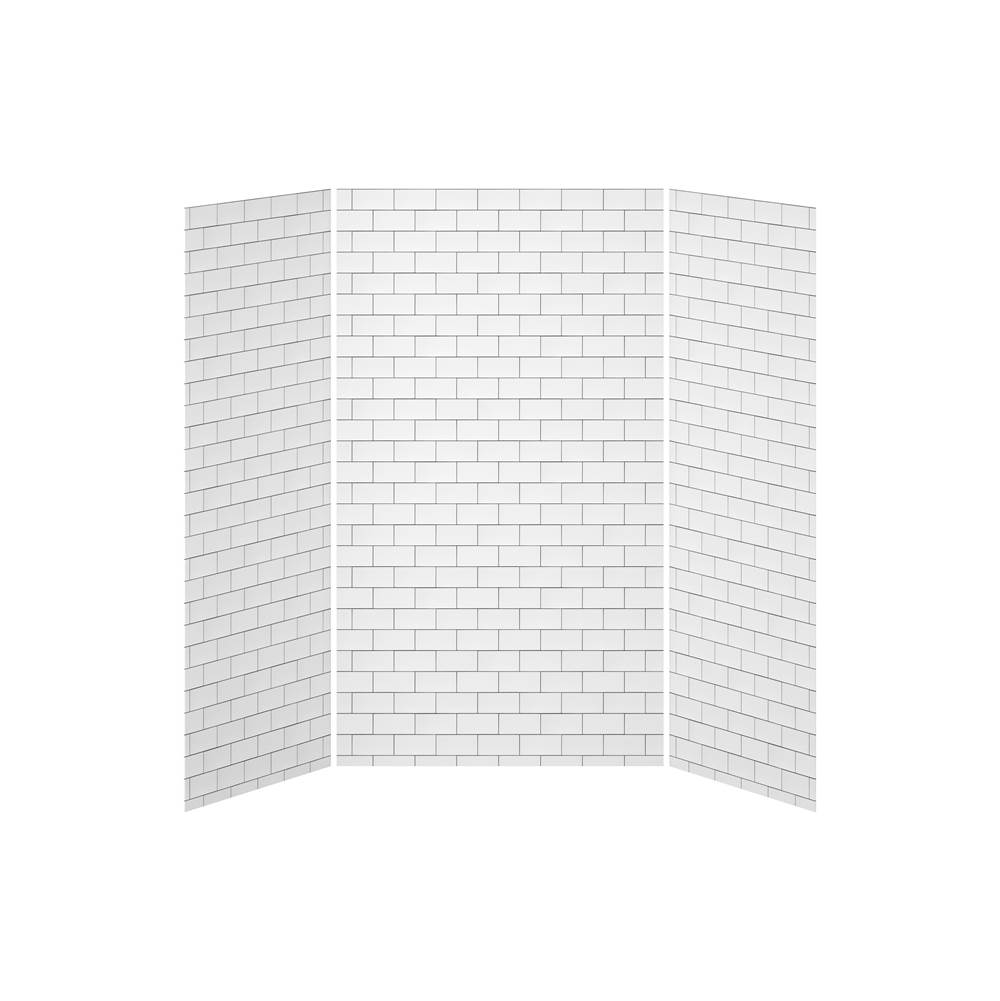 Kalia 36x48x36 Tiles - 48x36 3-Panel Shower Wall Kit for Alcove Installation - Tiles Gloss