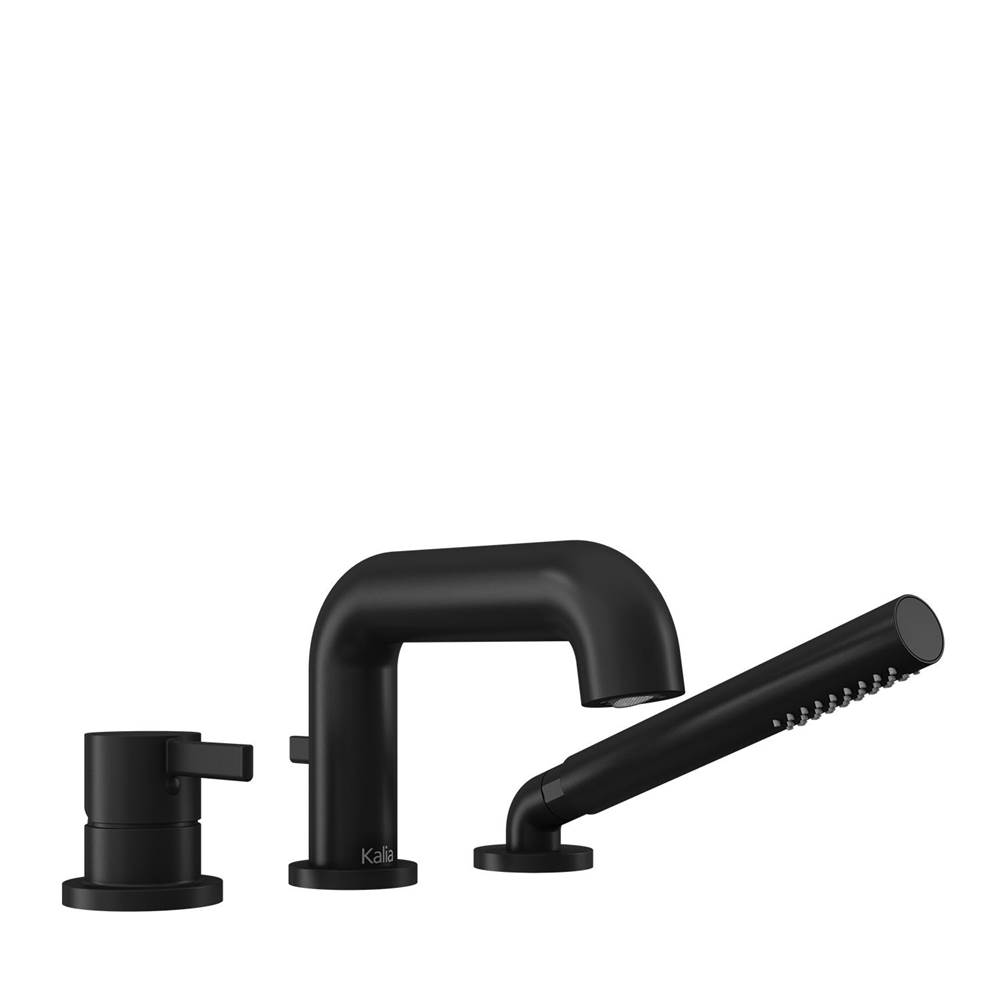 Kalia SPEC BASICO™ Pressure Balance 3-Piece Deckmount Tub Filler with Handshower - Cartridge Included Without Rough-In - Matte Black