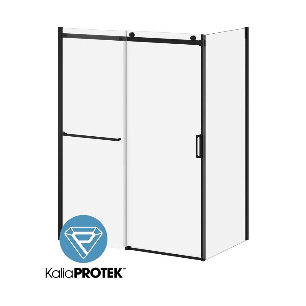 Kalia SPEC K3 - KaliaProtek protective film - 60x 77'' sliding shower door with 36'' return panel and towel bar - Matte Black
