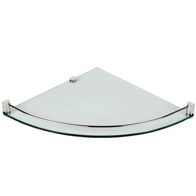 LaLoo Canada Single Glass Corner Shelf with Railing with Tempered Glass - Stone Grey