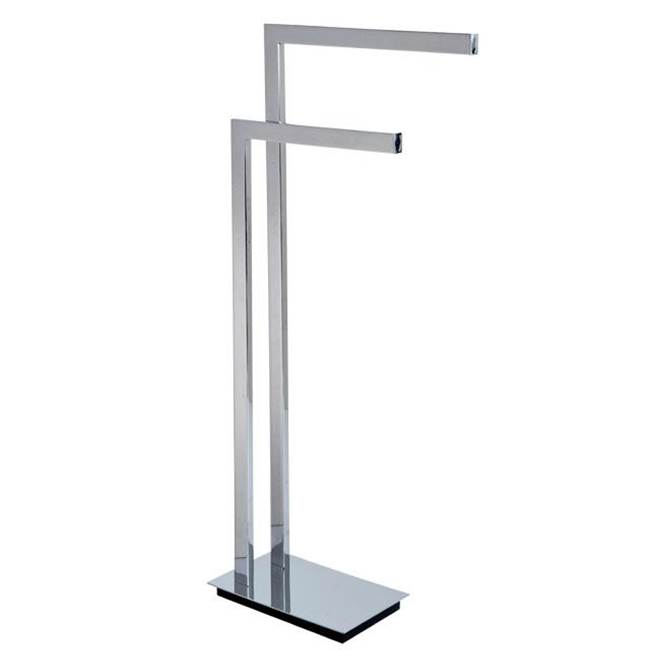 LaLoo Canada Double Bar Floor Towel Stand - Brushed Gold
