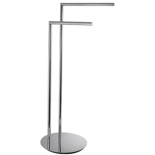 LaLoo Canada Double Bar Floor Towel Stand Round - Brushed Nickel