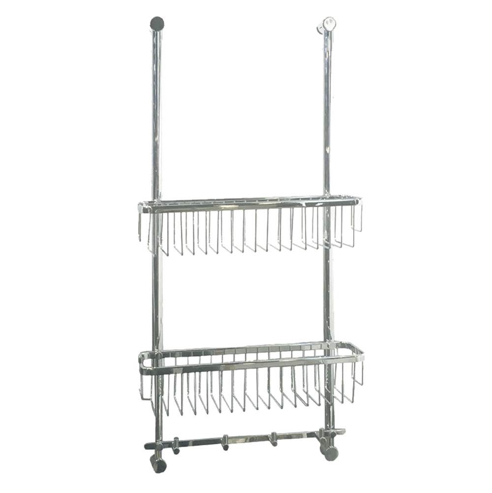 LaLoo Canada Wire Basket and Hooks over glass panel - Chrome