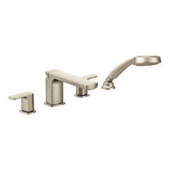 Moen Canada Rizon Brushed Nickel Two-Handle Low Arc Roman Tub Faucet Includes Hand Shower