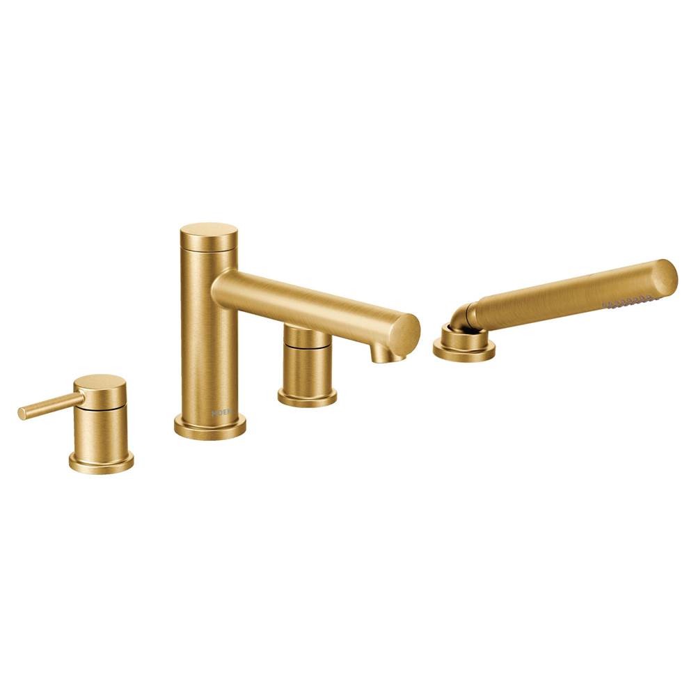 Moen Canada Align Brushed Gold Two-Handle Diverter Roman Tub Faucet Includes Hand Shower