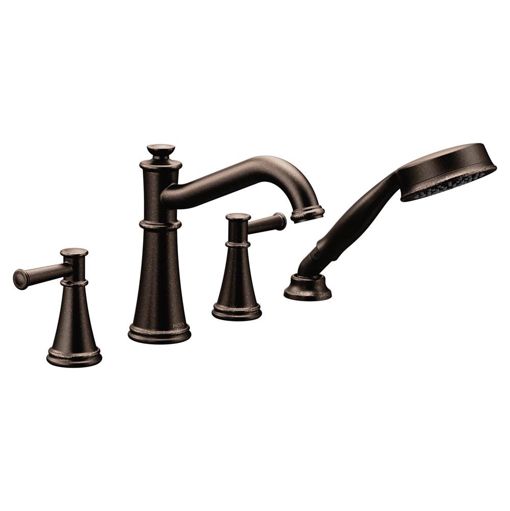 Moen Canada Belfield Oil Rubbed Bronze Two-Handle Diverter Roman Tub Faucet Includes Hand Shower