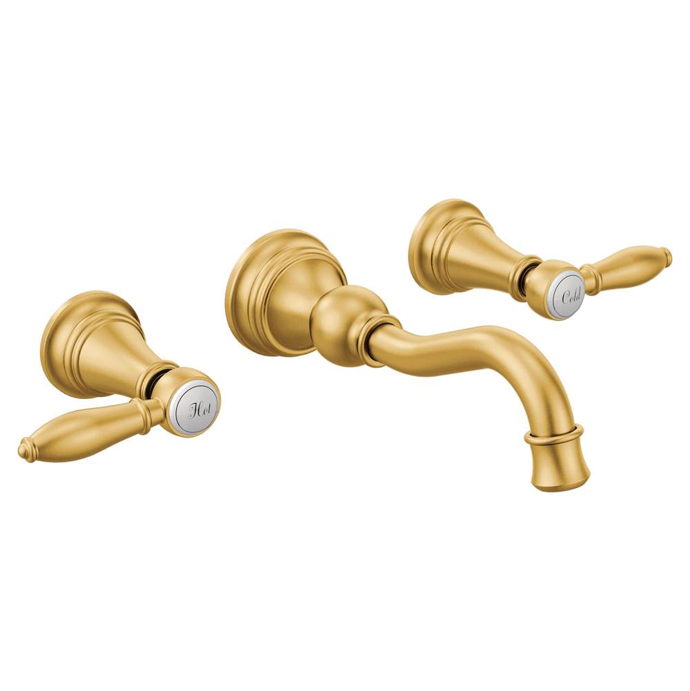 Moen Canada Weymouth Brushed Gold Two-Handle High Arc Wall Mount Bathroom Faucet