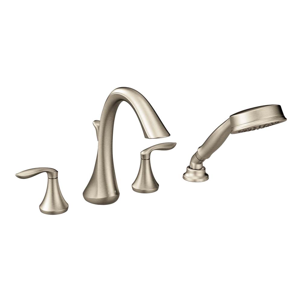 Moen Canada Eva Brushed Nickel Two-Handle High Arc Roman Tub Faucet Includes Hand Shower