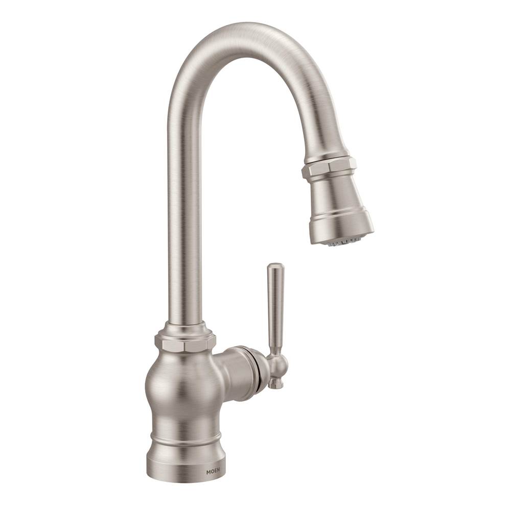 Moen Canada Paterson Spot Resist Stainless One-Handle High Arc Pulldown Single Mount Bar Faucet