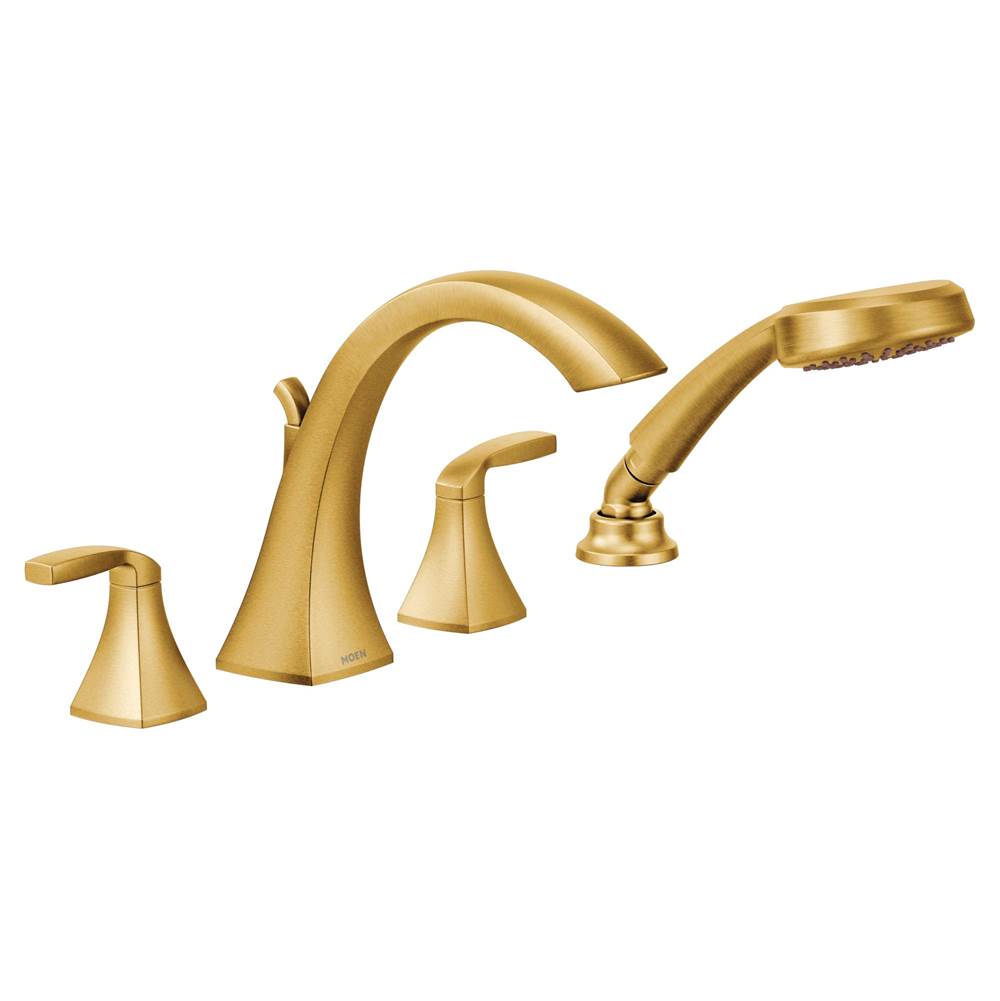 Moen Canada Voss Brushed Gold Two-Handle High Arc Roman Tub Faucet Includes Hand Shower