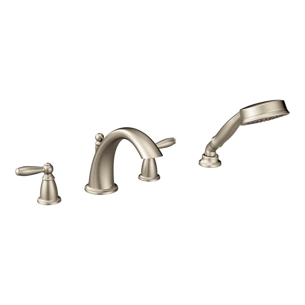 Moen Canada Brantford Brushed Nickel Two-Handle Low Arc Roman Tub Faucet Includes Hand Shower
