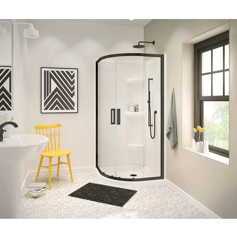 Maax Canada Radia Neo-round 40 x 40 x 71 1/2 in. 6 mm Sliding Shower Door for Corner Installation with Clear glass in Matte Black