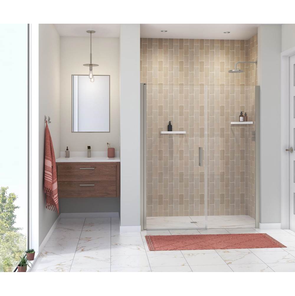 Maax Canada Manhattan 55-57 x 68 in. 6 mm Pivot Shower Door for Alcove Installation with Clear glass & Square Handle in Brushed Nickel