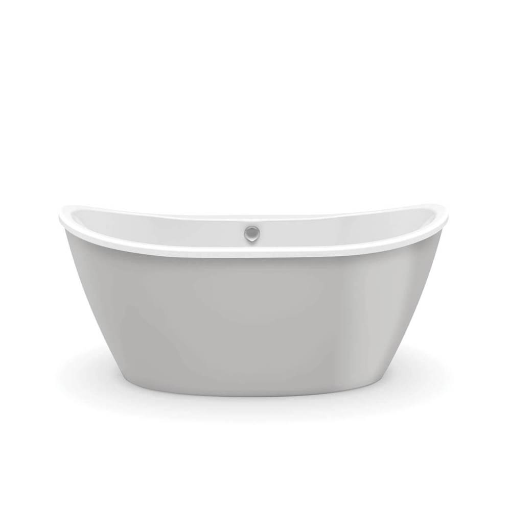 Maax Canada Delsia 6032 AcrylX Freestanding Center Drain Bathtub in White with Sterling Silver Skirt