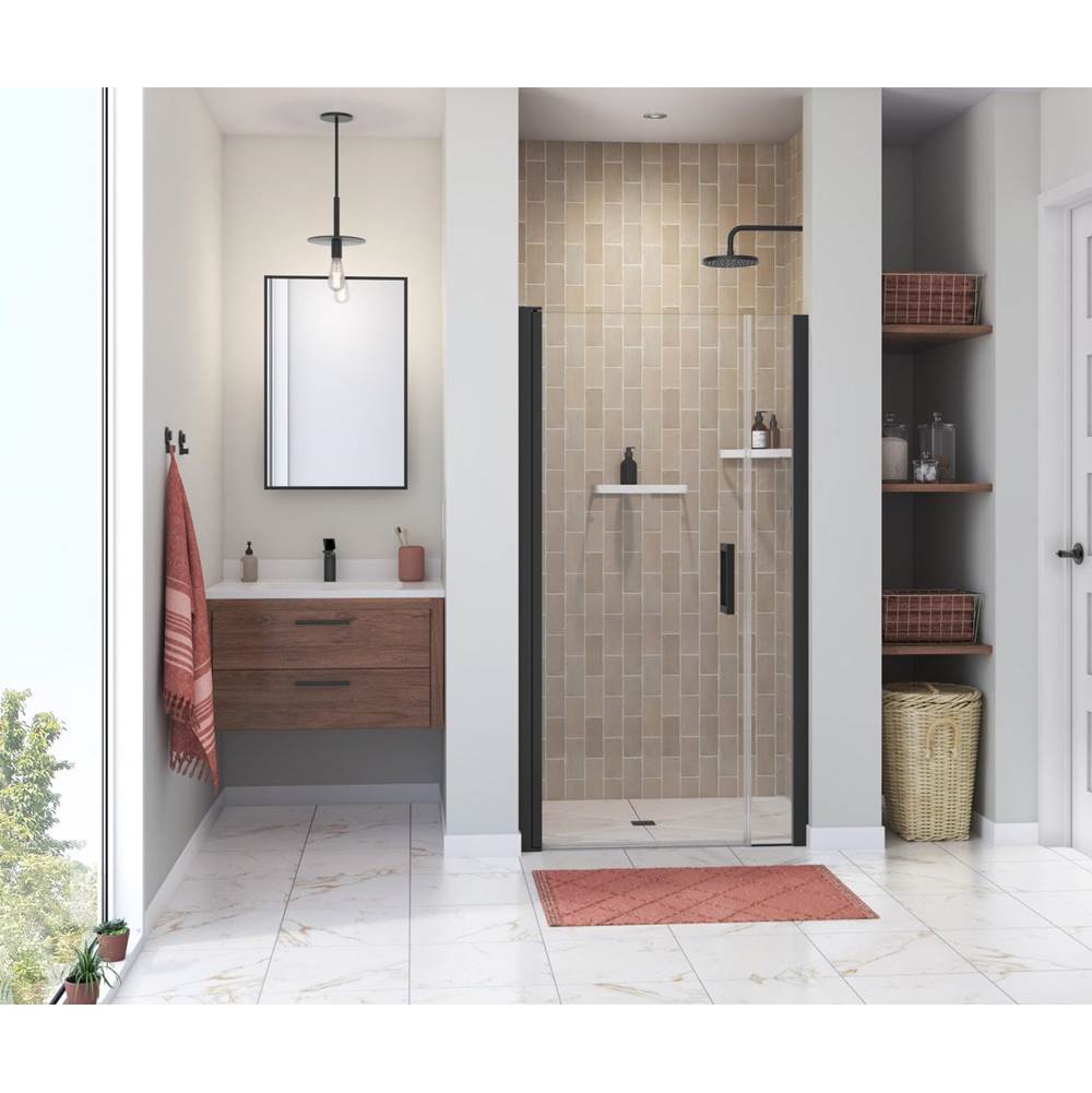 Maax Canada Manhattan 35-37 x 68 in. 6 mm Pivot Shower Door for Alcove Installation with Clear glass & Square Handle in Matte Black