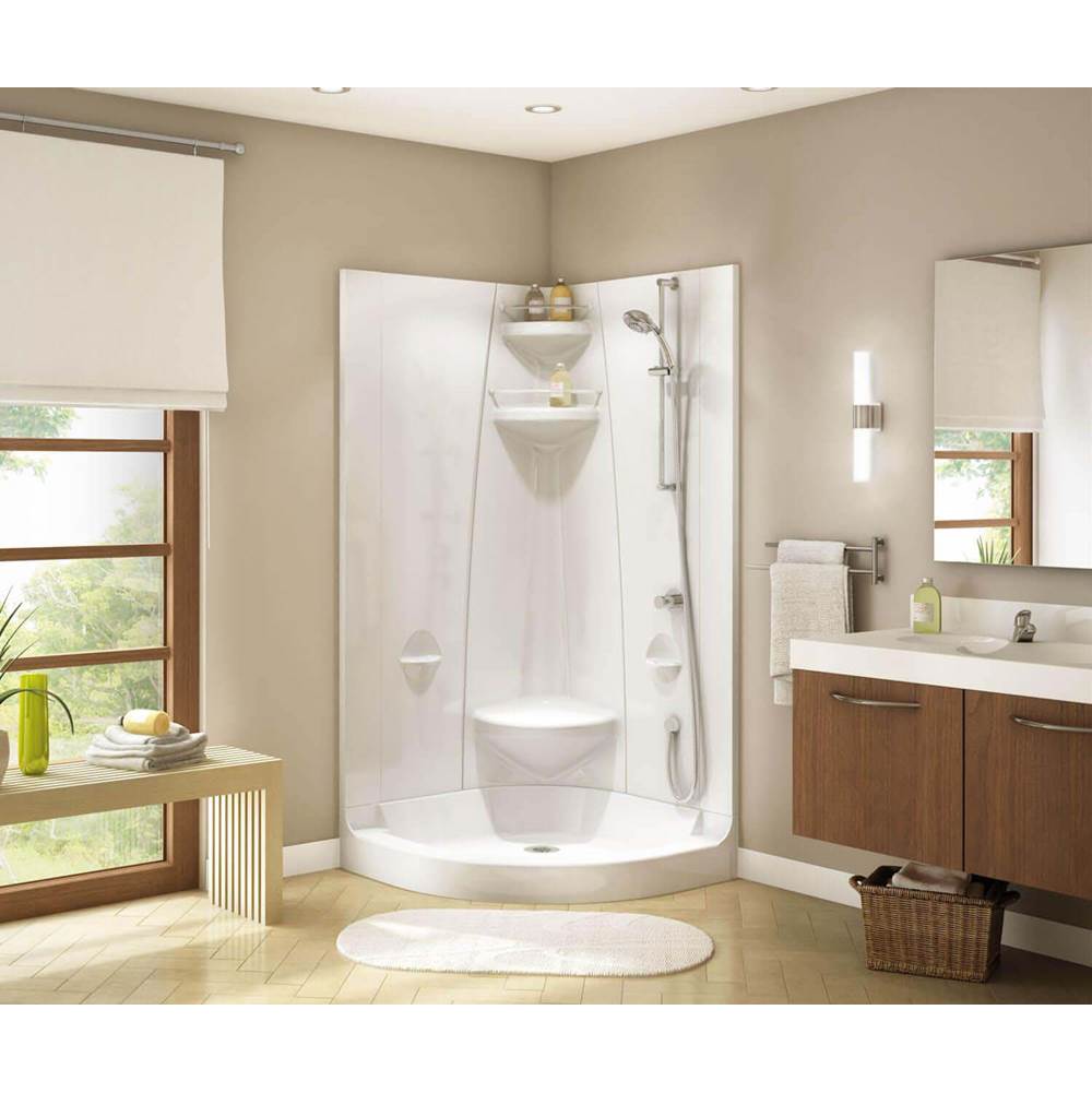 Maax Canada Freestyle 40 Neo-Round 39.5 in. x 39.5 in. x 77.5 in. 1-piece Shower With Center Seat in White