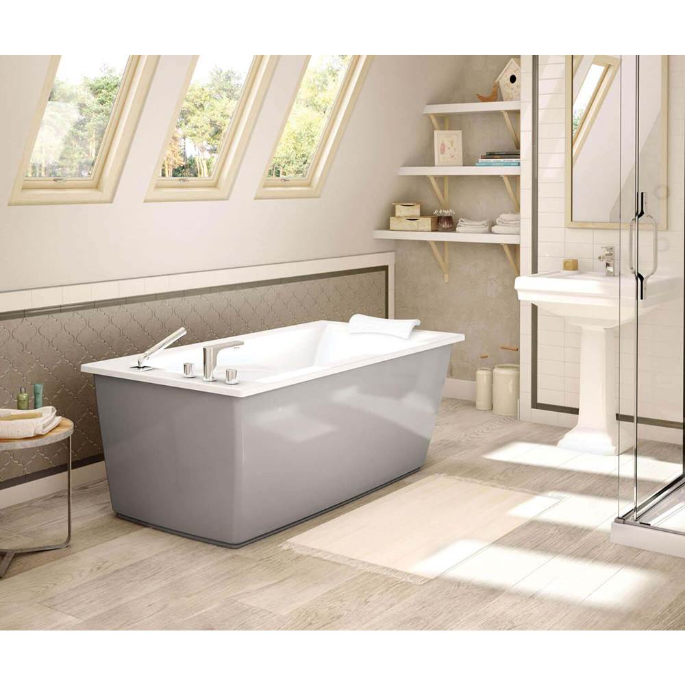 Maax Canada Optik F 60 in. x 32 in. Freestanding Bathtub with End Drain in Sterling Silver