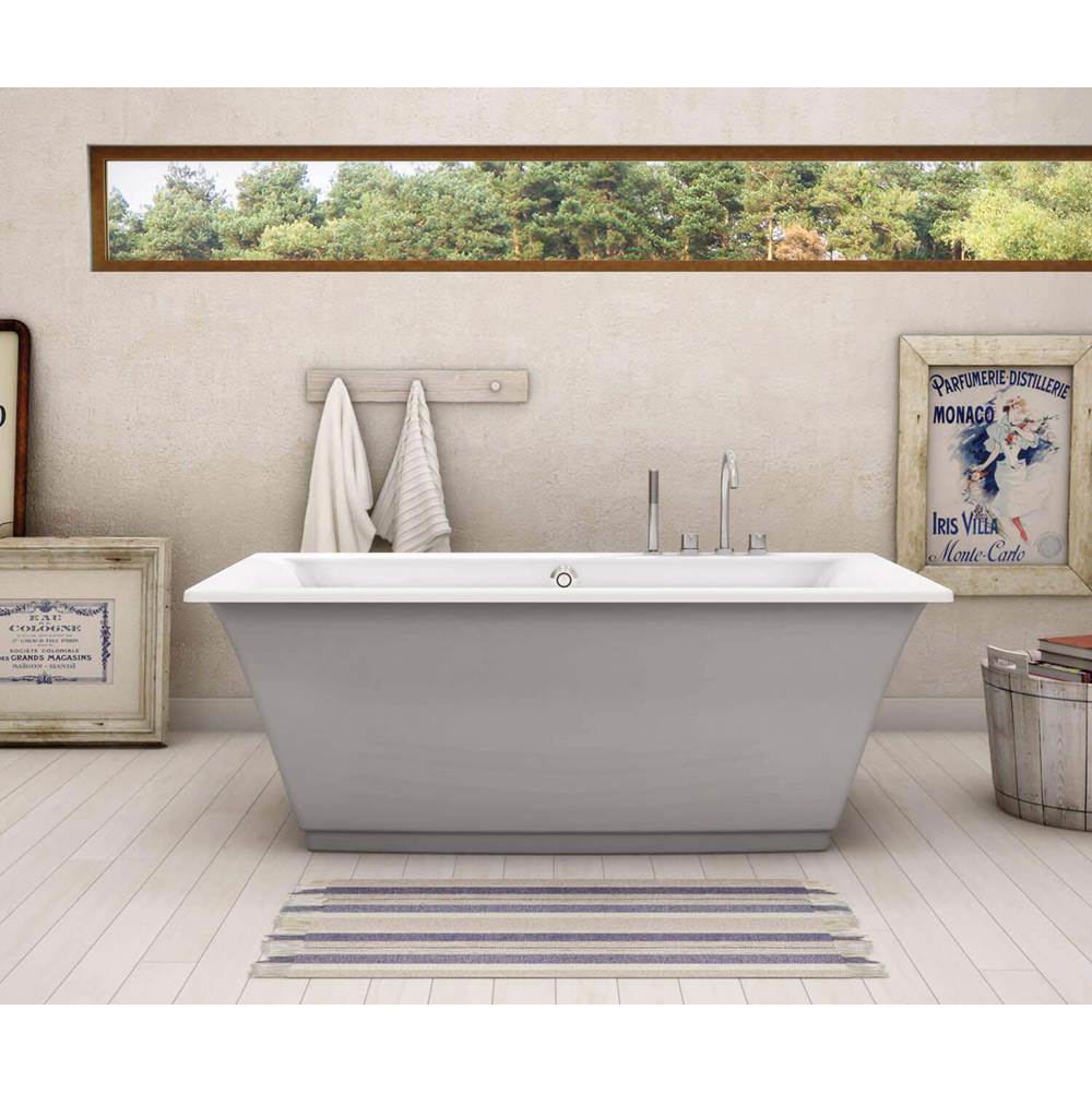 Maax Canada Optik F 66 in. x 36 in. Freestanding Bathtub with Aerofeel System Center Drain in Sterling Silver