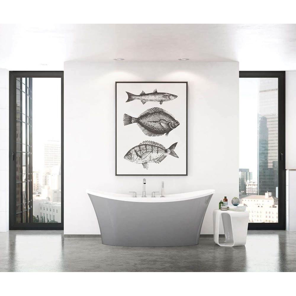 Maax Canada Ariosa 66 in. x 36 in. Freestanding Bathtub with Center Drain in Sterling Silver