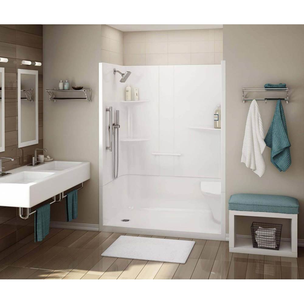 Maax Canada Allia 60 in. x 34.5 in. x 79 in. 2-piece Shower with Two Seats, Center Drain in White