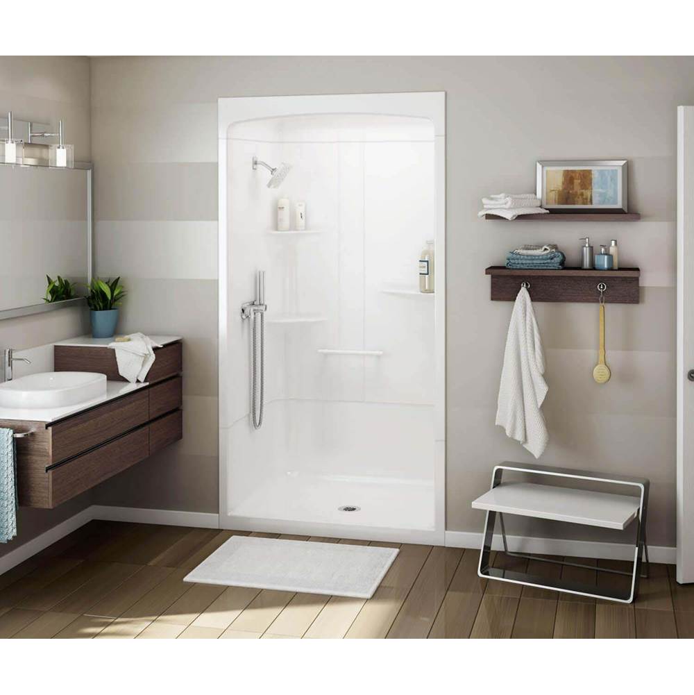 Maax Canada Allia 48 in. x 34.5 in. x 88 in. 3-piece Shower with Roof Cap Right Seat, Center Drain in White