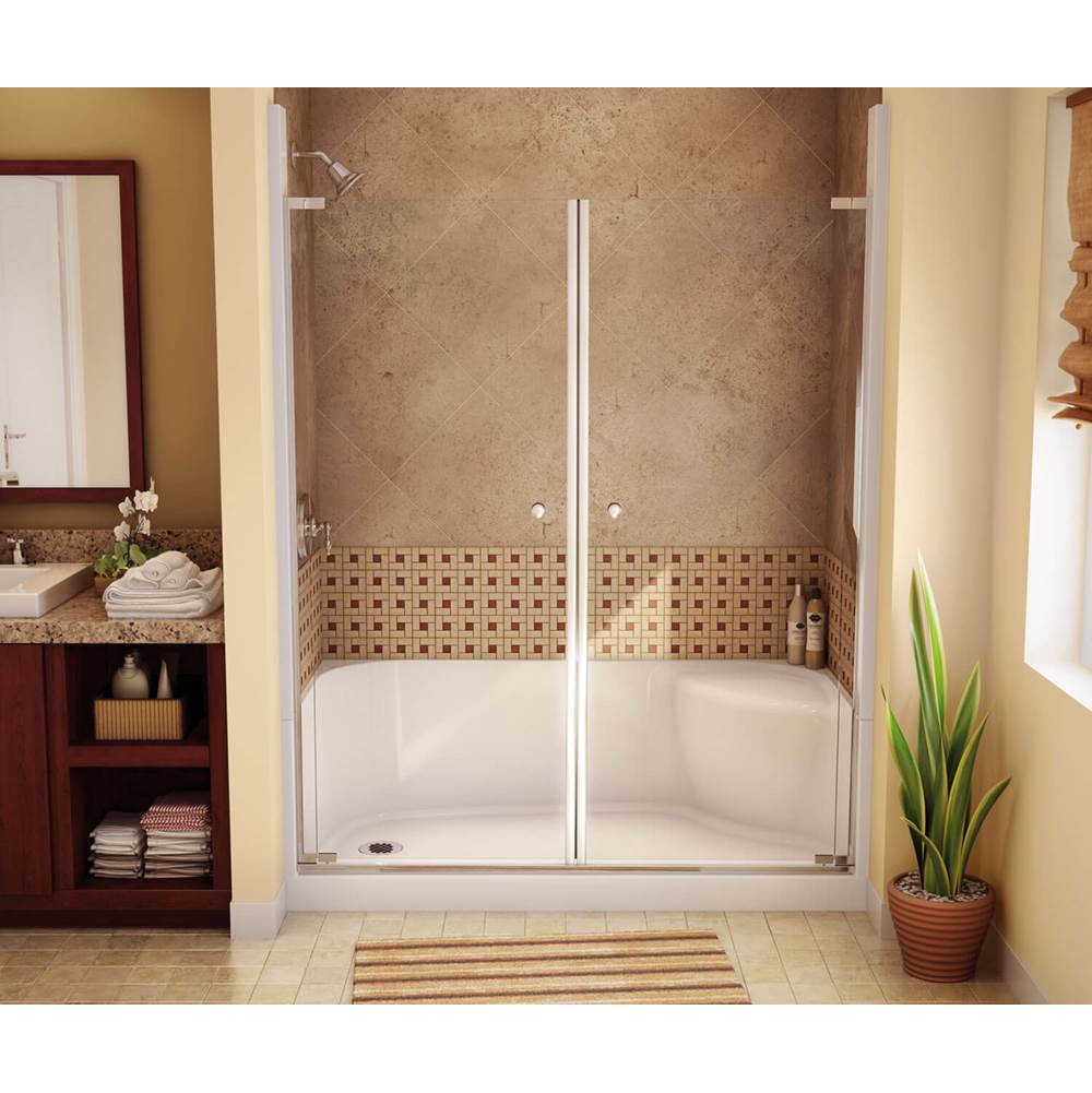 Maax Canada SPS AFR 59.875 in. x 30 in. x 22.125 in. Rectangular Alcove Shower Base with Left Seat, Right Drain in White