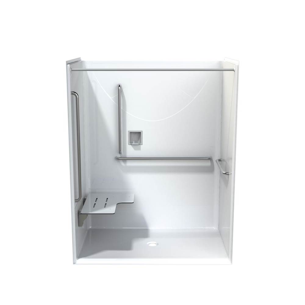 Maax Canada Outlook BFS-6036F BC Code Compliant AcrylX Alcove Center Drain One-Piece Shower in White