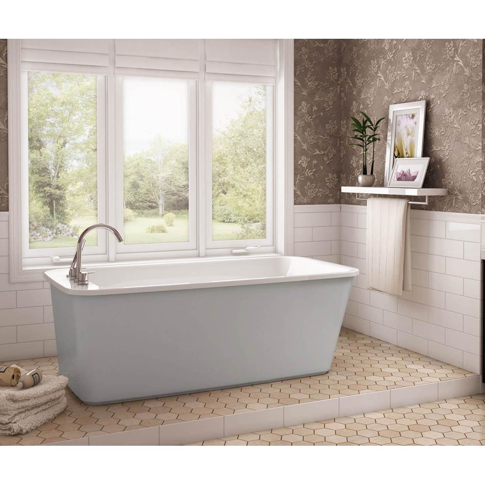 Maax Canada Lounge 6434 Acrylic Freestanding End Drain Bathtub in White with Sterling Silver Skirt