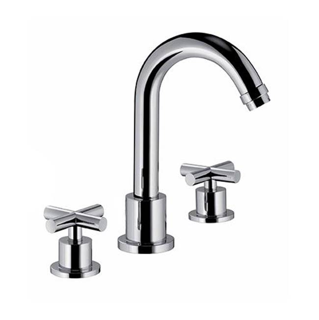 Palazzani Three hole vessel lavatory faucet with high spout and pop-up waste 1 .25'' Chrome