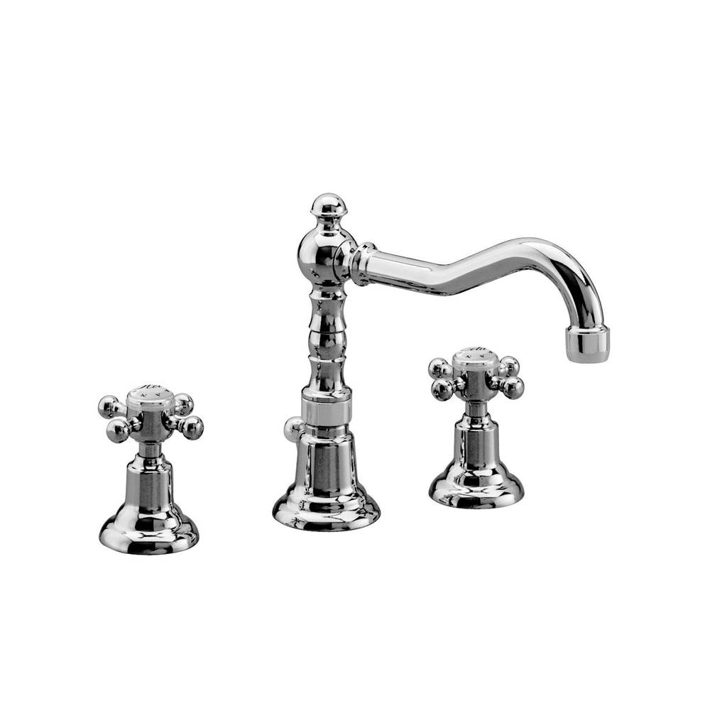 Palazzani ADAMS - Three hole vessel lavatory faucet with high spout and pop-up waste 1.25''.  Cross handles (CHROME) 8 LBS - 15 X 4 X 8