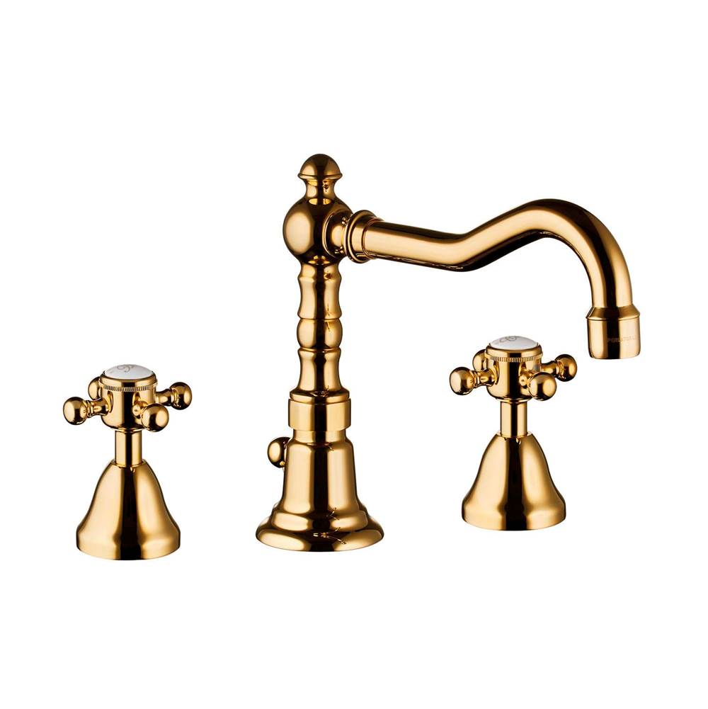 Palazzani ADAMS - Three hole vessel lavatory faucet with high spout and pop-up waste 1.25''  (GOLD)