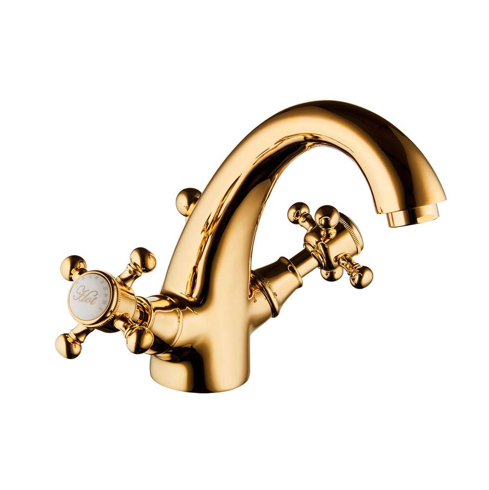 Palazzani ADAMS - Single hole lavatory faucet and pop-up waste 1.25'' Cross handles (GOLD)