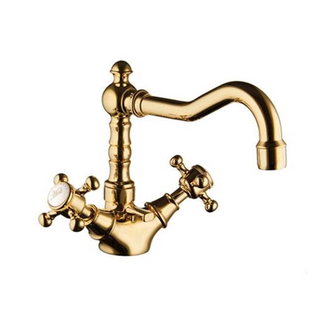 Palazzani ADAMS - Single hole lavatory faucet with swivel spout and pop-up waste 1.25'' Cross handles (OR-SWAROVSKI)