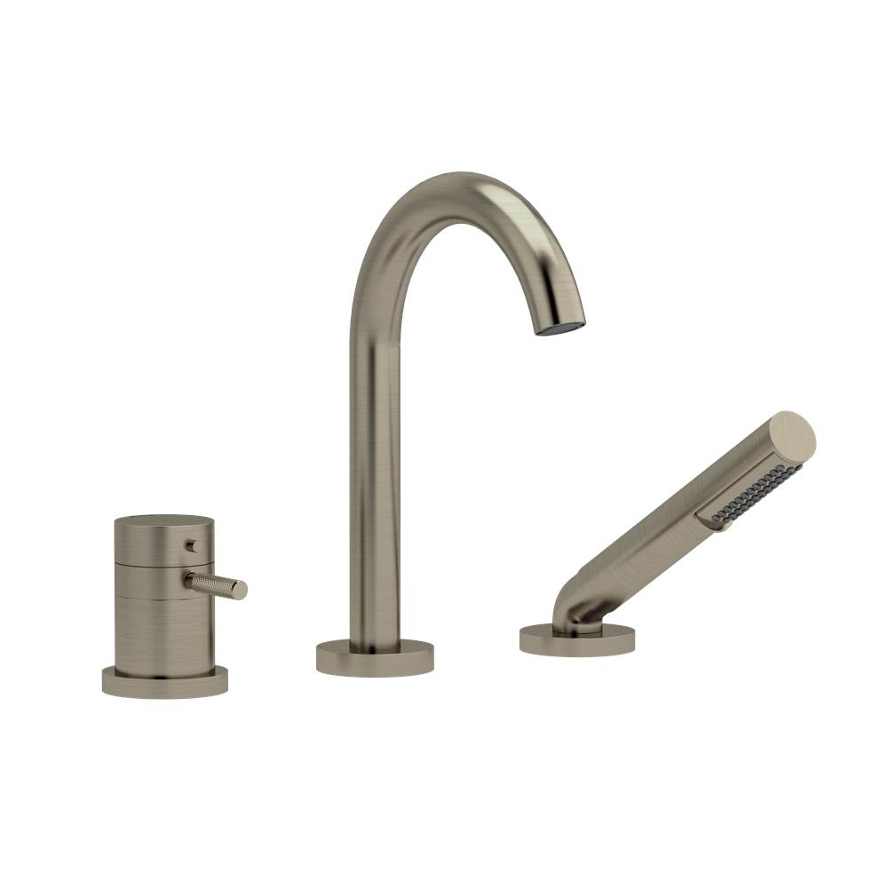 Riobel 2-way 3-piece Type T (thermostatic) coaxial deck-mount tub filler with handshower