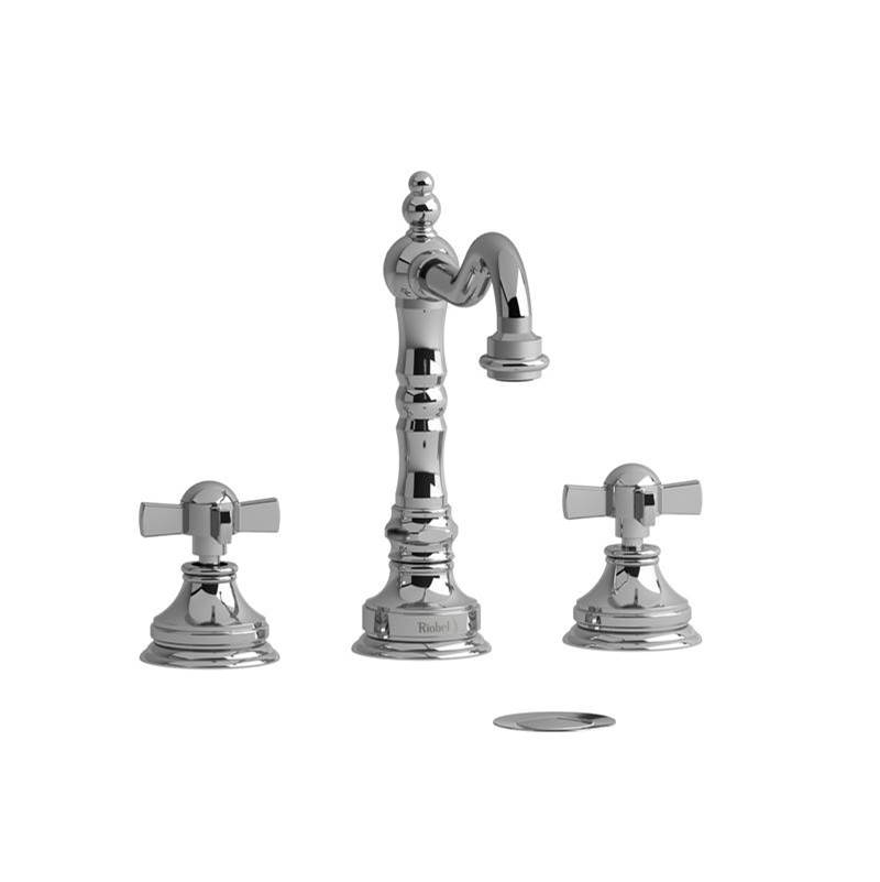 Riobel Retro 8 Inch Bathroom Faucet - Polished Nickel With X-Shaped